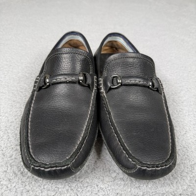 Johnston Murphy Loafers Men 8.5 Black Leather Bit J&M Flex Slip On