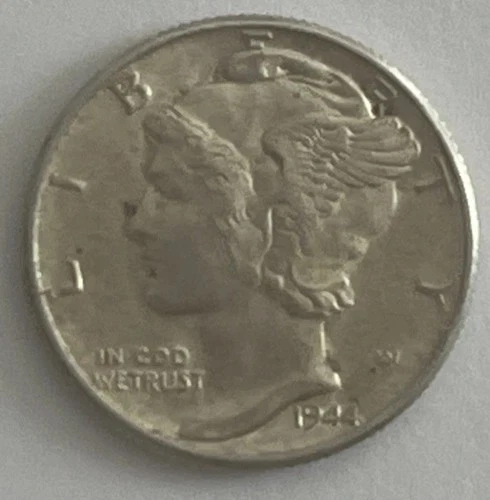 1944 Uncirculated US Mercury Dime “In Cod We Trust” Silver Coin