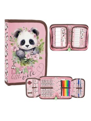 1-Fach Federtasche Gefüllte Schüleretui - Schulmäppchen Federmappe - Panda