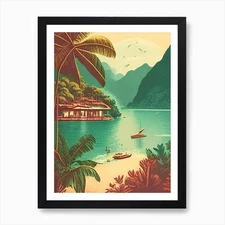 Ilha Grande Brazil Vintage Sketch T Framed Wall Art Poster Canvas Print Picture