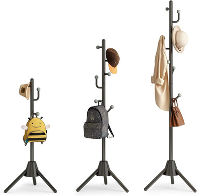 Weighted Anti-Tip Coat Rack with 8 Hooks & Adjustable Height - Space Saver