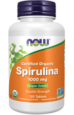 NOW Certified Organic Spirulina 1000mg, 120 tablets - EXP: 08/2027 SALE PRICE  