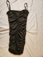 Unbranded Black Spaghetti Strap Ruched Dress Size Small Spandex Polyester