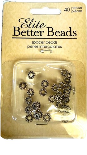 Elite Beads 6mm Silver Plated Metal Spacer Beads 40 Pc