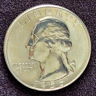 1956 D Washington Quarter Error Huge Die Crack and RPM