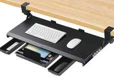 Keyboard Tray Under Desk, Pull Out Keyboard  Mouse Tray with C-clamp, Ergono...