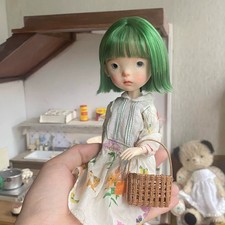 6"/16cm Landoudou Wig 1/6 BJD Doll Hair Soft Green Mohair Handmade Girl DIY Gift