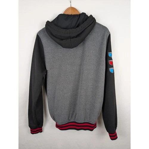 Game Theory Theory Wear Mens L Grey Black Snap Button Varsity Hoodie Sweatshirt image 2