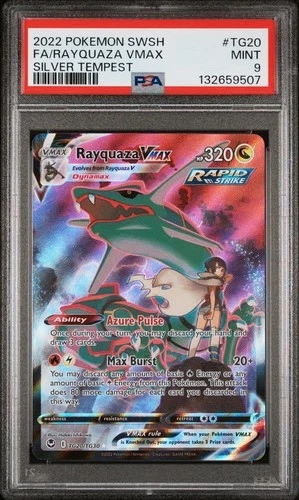 2022 POKEMON SWORD & SHIELD SILVER TEMPEST #TG20 FULL ART/RAYQUAZA VMAX PSA 9