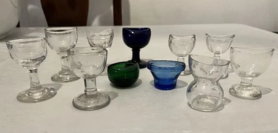 Job Lot 11 Vintage glass Eye Baths Cobalt Blue Eye Bath Clear Eye Bath green - Image 1 of 4