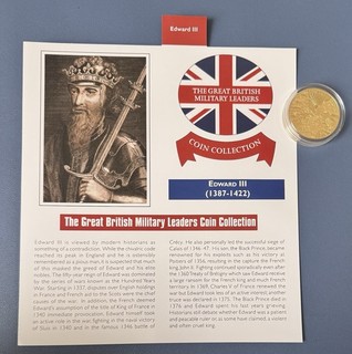 2003 East Carib Gold Plated Proof $2 PIiedfort Coin. Edward III. COA.