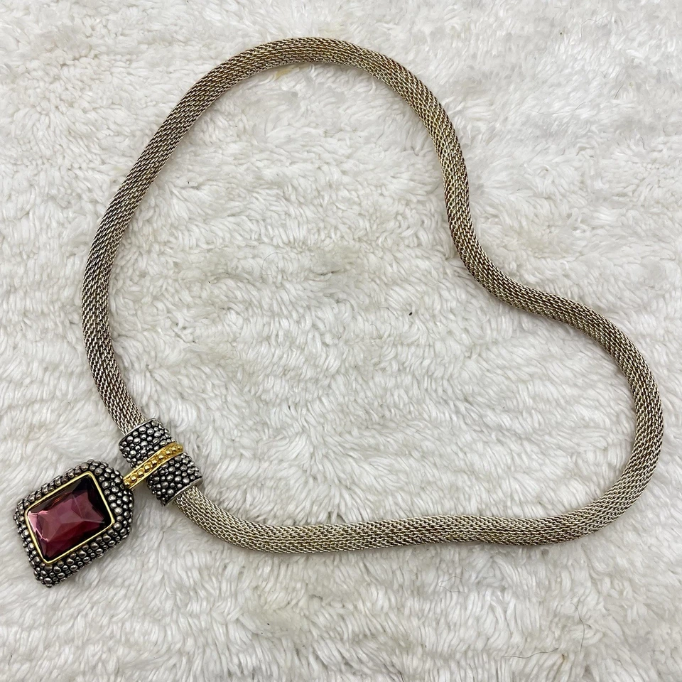 Collar gargantilla colgante Premier Designs malla vidrio corte grande imitación granate 17" Foto 3 de 4