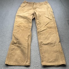 Carhartt Pants Mens 34x28 B11 Brown Carpenter Canvas Loose Straight USA Made VTG