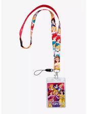 Disney Princess Lanyard Breakaway Feature  ID Card Holder Characters Pink NWT
