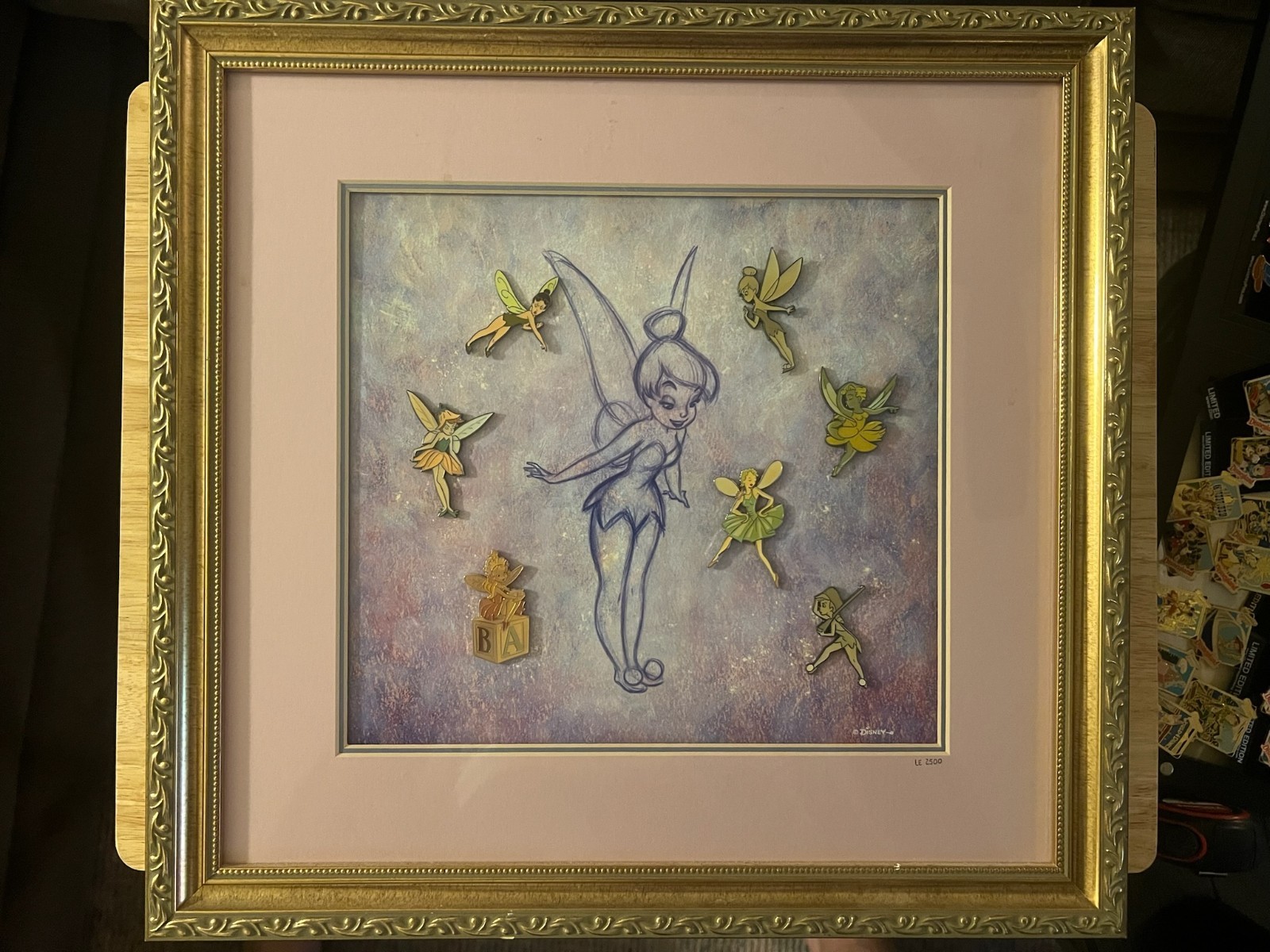 Limited Edition Disney Tinker Bell's Character History the years Framed Pin Set