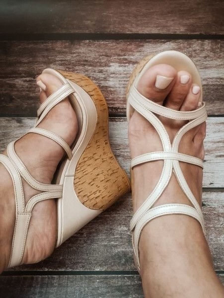 Women Heels Beige Leather 36 #MDM5