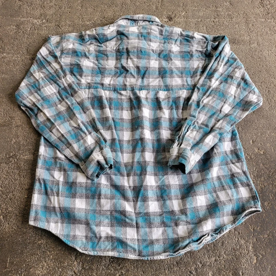 Рубашка по субботам размер 2XL XXL синяя клетчатая фланелевая с длинным рукавом на пуговицах рабочая одежда - Изображение 4 из 4