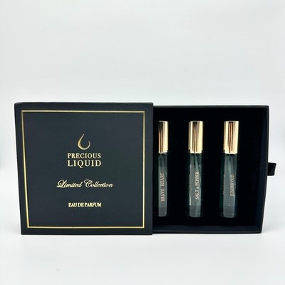 Precious Liquid 3x10ml Travel Set Brave Heart Salt & Pepper Juniper Oud NIB