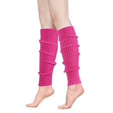 Leg Warmers for Women 80s Party Accessories 80s Neon Knit Ribbed Leg Pink