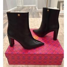 NWT Tory Burch Penelope 90mm Pointy Toe Leather Ankle Bootie Black 7.5