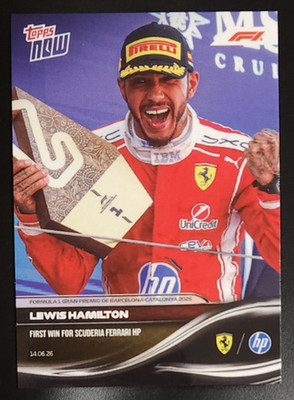 Lewis Hamilton 2026 Topps Now F1 Formula 1 #38 First Win for Scuderia Ferrari HP