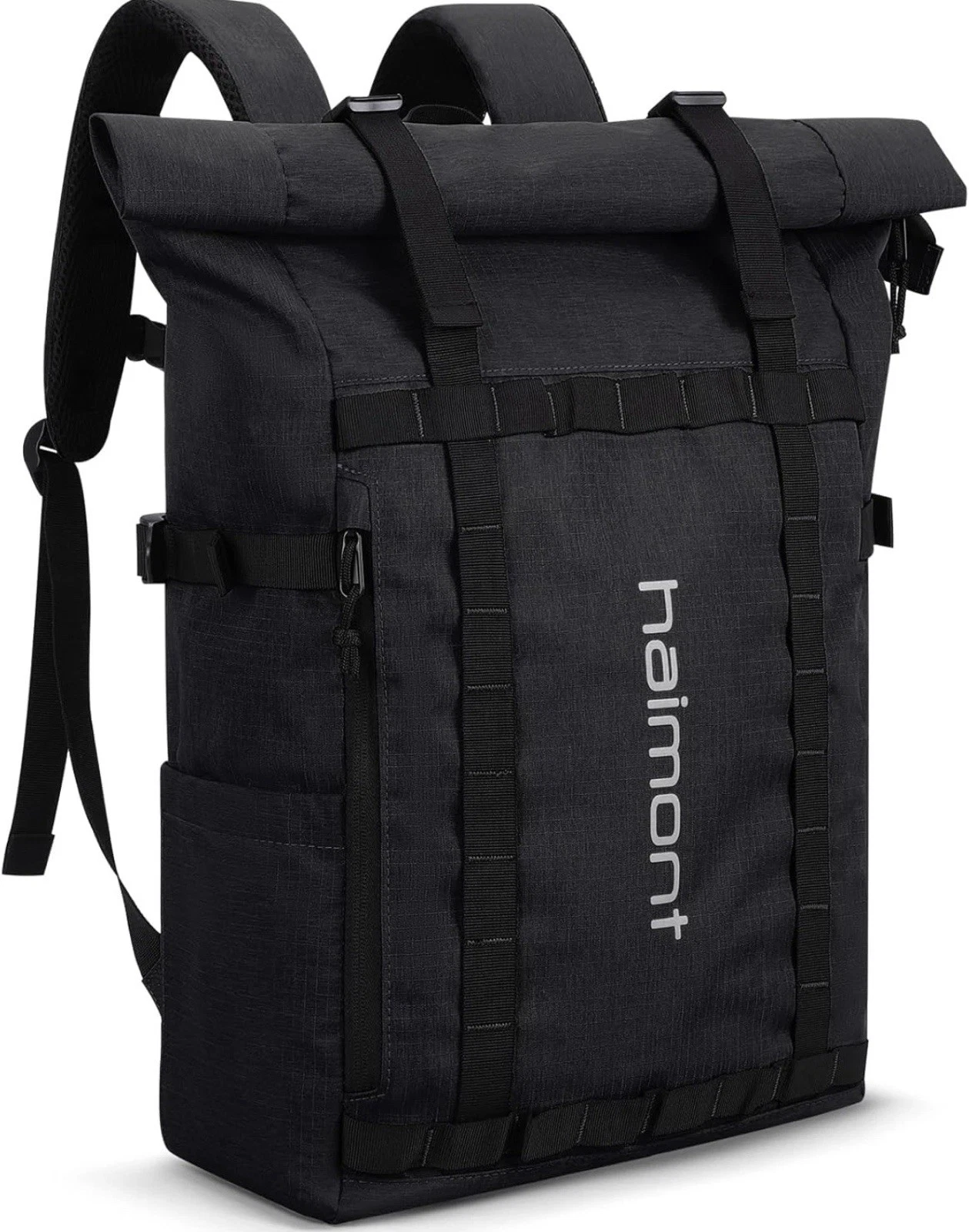 Rolltop Backpack for Men Women Water-Resistant Carry on Travel Backpack Casual D