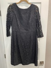 Womens J. Crew Black Dress - Lace Sleeves, Size 12 - Mid Length, Well Cared For!