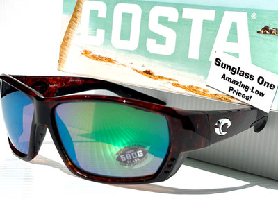 NEW Costa Del Mar TUNA ALLEY Tortoise POLARIZED Green 580G GLASS Sunglass TA 10