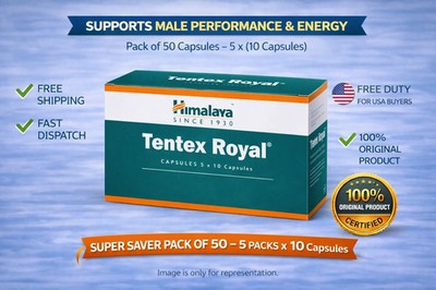 Himalaya Tentex Royal Capsules Ayurvedic Herbal Supplement 50 Caps Free Shipping