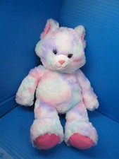 Build A Bear Workshop Plush Pastel Swirl Kitty Cat 16" Aqua Purple Pink White
