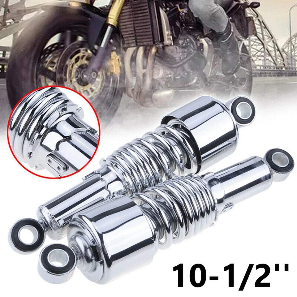Amortiguadores traseros cromados de 10,5" para Harley Touring Electra Glide Road King Foto 2 de 4