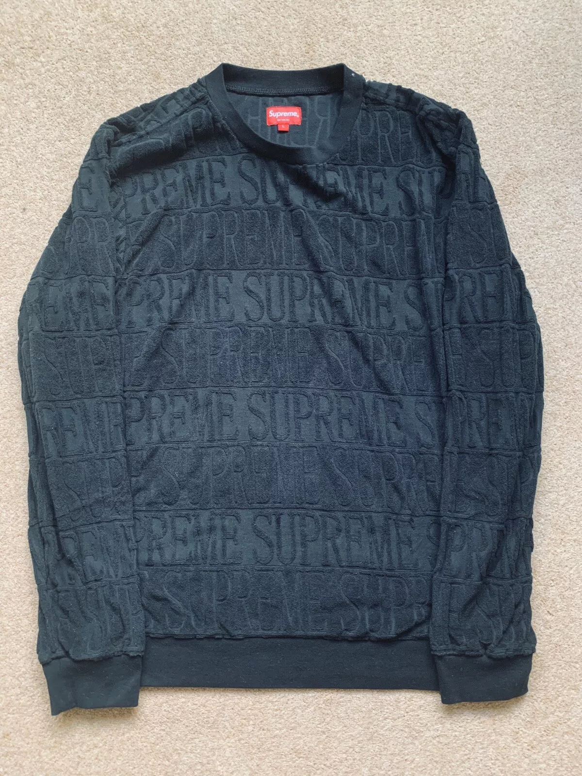 Supreme SS17 Logo Rayé Éponge   Large, Noir
