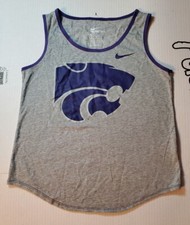 Nike Kansas State Wildcats Logo T-Shirt - Women's M Light Gray Ringer Sleeveless