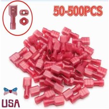 Gauge Nylon Wire Crimp Female Terminals Insulated Spade Connector Red AWG22-16