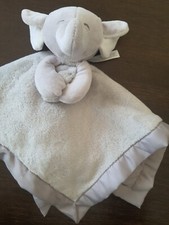 Carter's Gray Elephant Plush Lovey Security Blanket Blankie Satin Trim 14 new