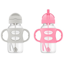 Dr. Brown'S Milestones Wide-Neck Sippy Straw Bottle with 100 Silicone Handles a