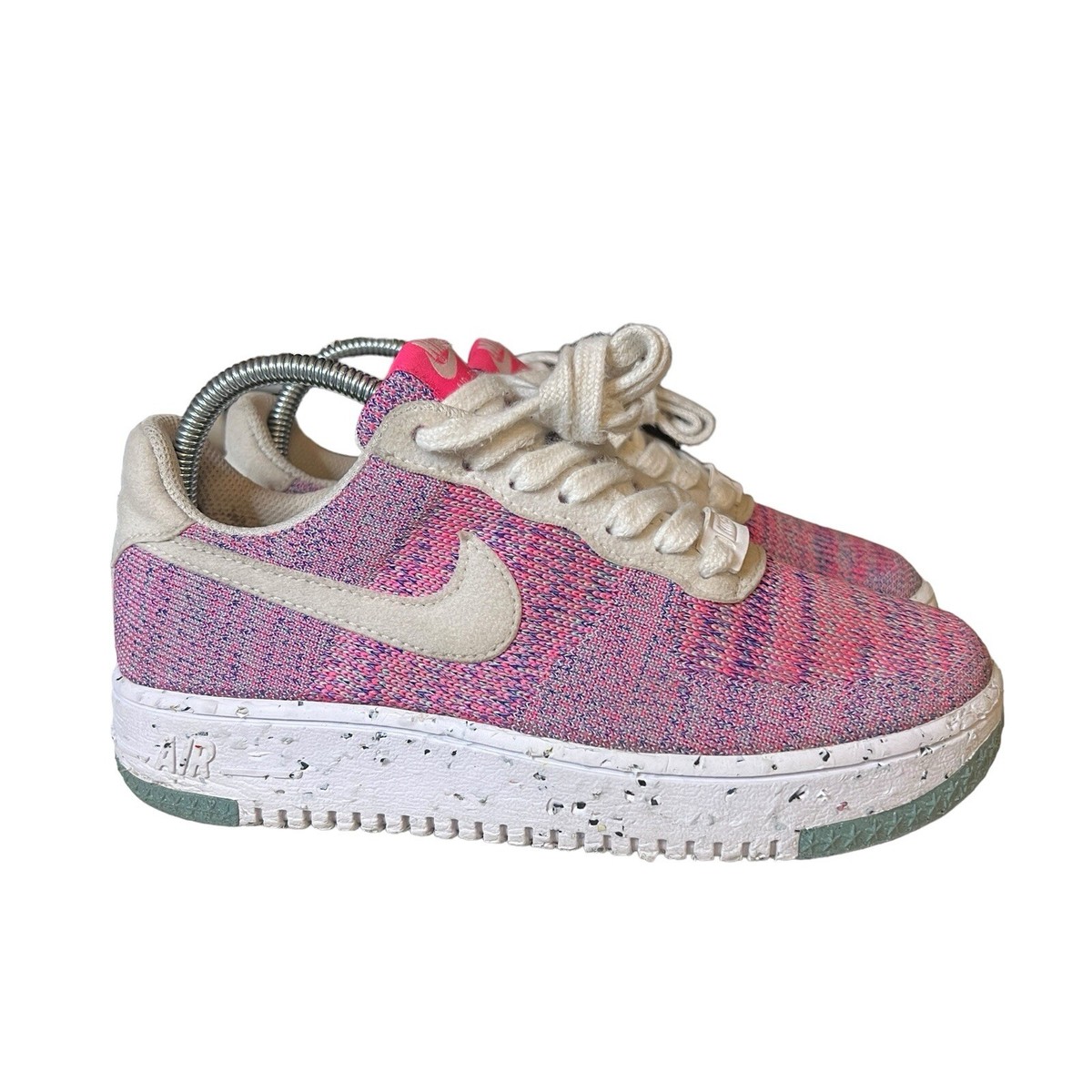 Women's Nike Air Force Low Crater Flyknit Fuchsia Glow Pink White Size