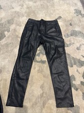 Express Vegan Leather Pants 6 Faux Super High Rise Cropped Skinny Black