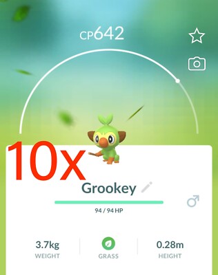 Pokemon - Grookey x10 Trade Go - With Chance of Lucky