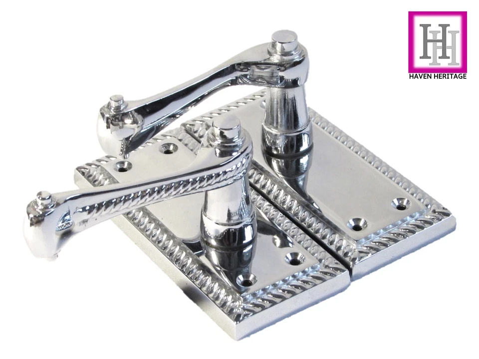 Door Handles Chrome Stylish Georgian Roped Edge Lever Latch Handles 1 - 10 Pairs - Image 4 of 4