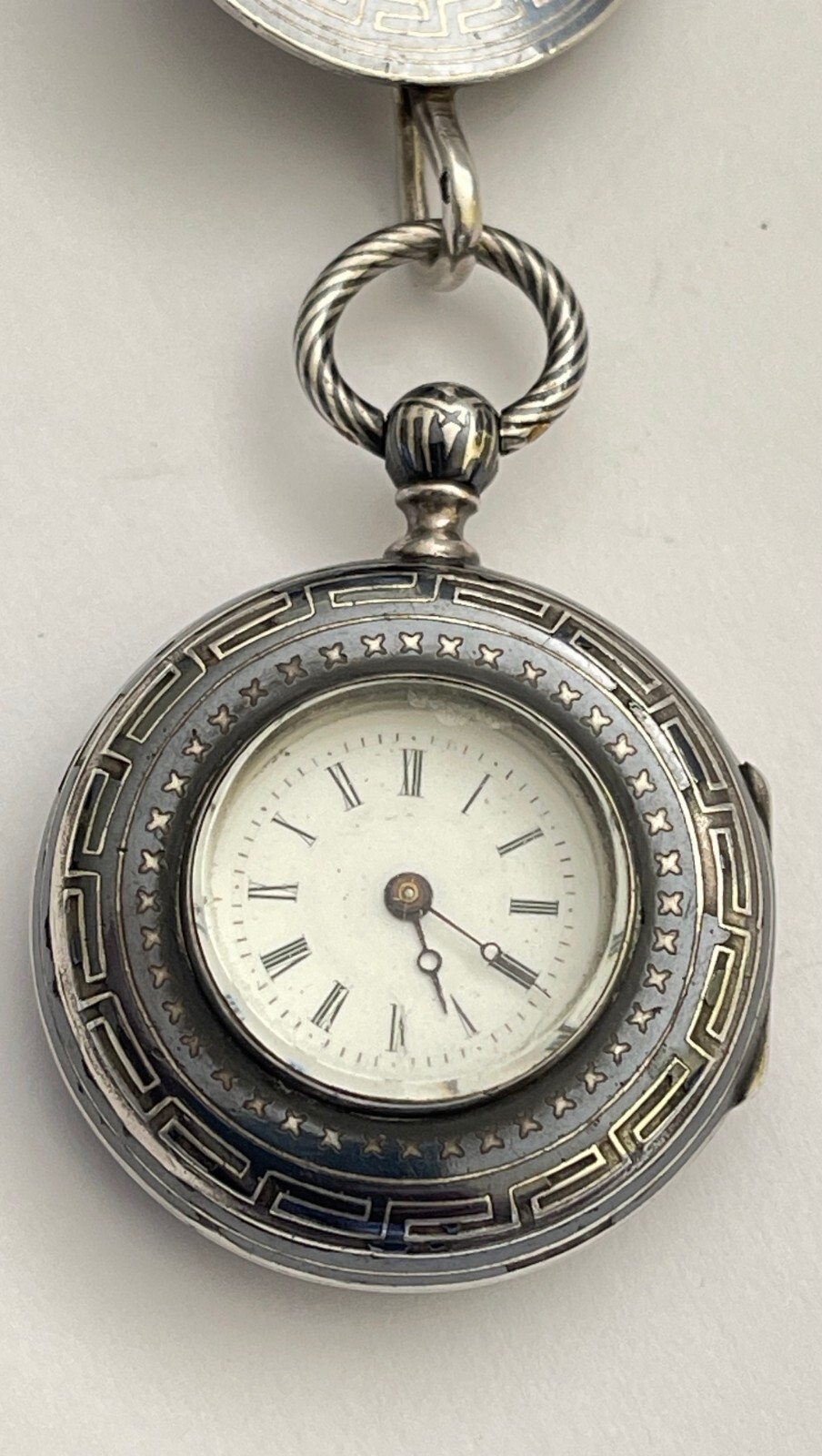 Antique Pocket Watch Solid Silver & Enamel Full S… - image 8