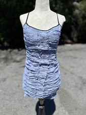 Urban Outfitters Dress Women's Small Blue Ruched Lace V-Neck Sleeveless Lined