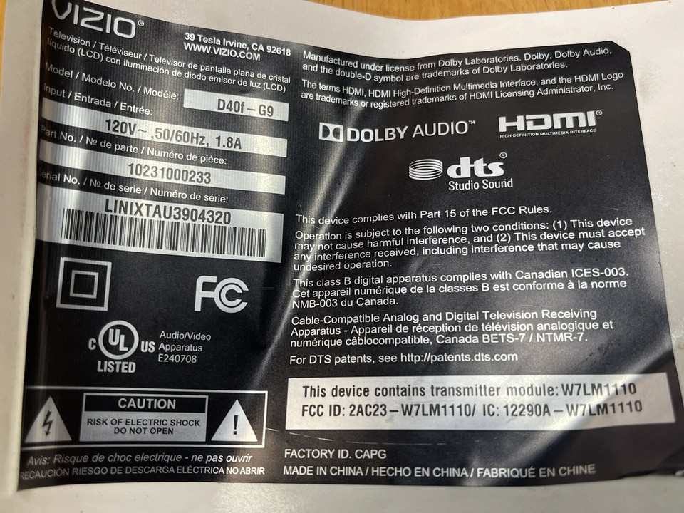 VIZIO Base Stand Legs for Vizio V405H19 V405G9 D40FG9 Smart TV eBay