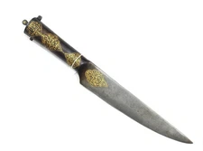 Dagger Katar Knife Damascus Steel Blade Pure Gold Koftgari Wire Work Urdu F796
