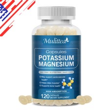 Potassium Magnesium 120 Capsules For Sleep,Immune Booster,Bone Muscle,Cramps