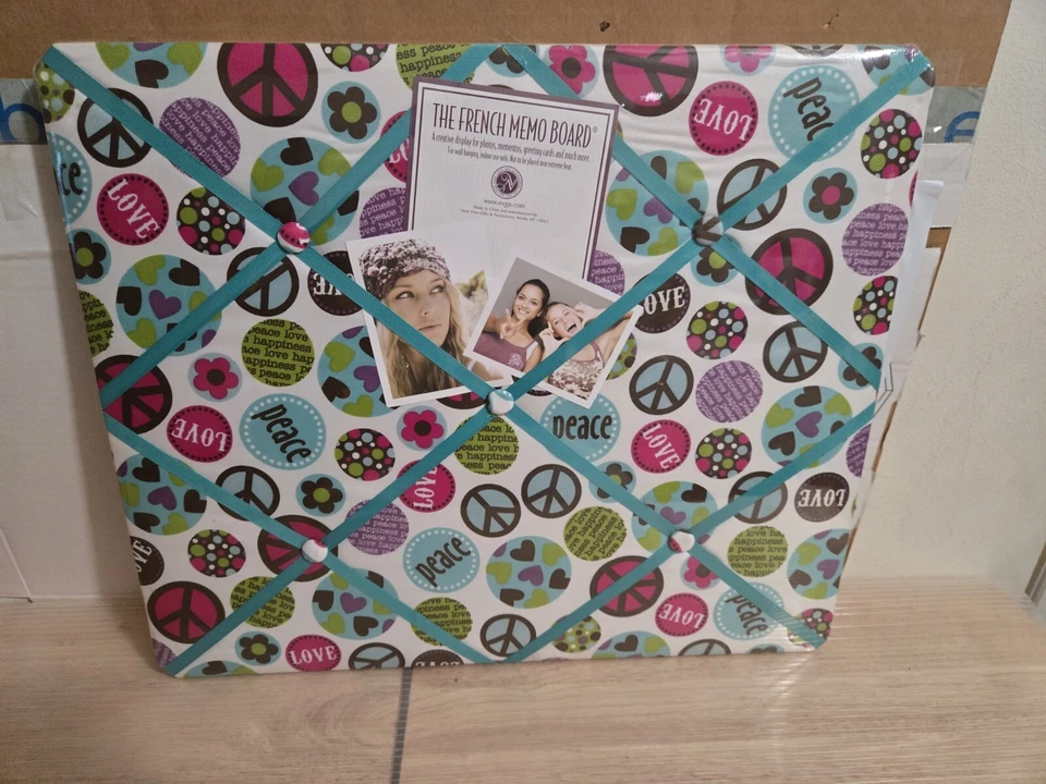 Peace Sign Graphic Fabric The French Memo Memory Picture Board New 19"×16" - Image 4 of 4