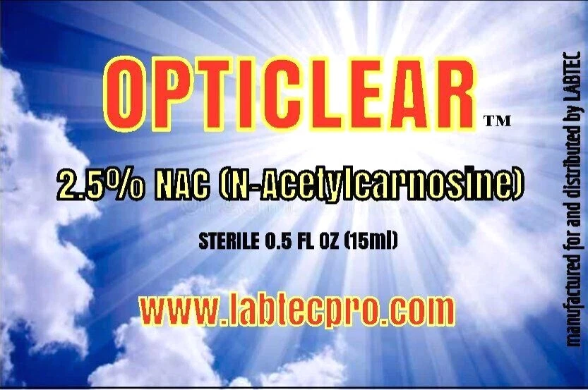 Gotas para ojos de cataratas con 2,5% NAC, N-acetilcarnosina ¡Frasco de 15 ml paquete de 2! Foto 2 de 3