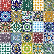 Set of 50 Mosaic Tiles 25 patterns in patchwork with decorative tiles 4x4 -Pazzo