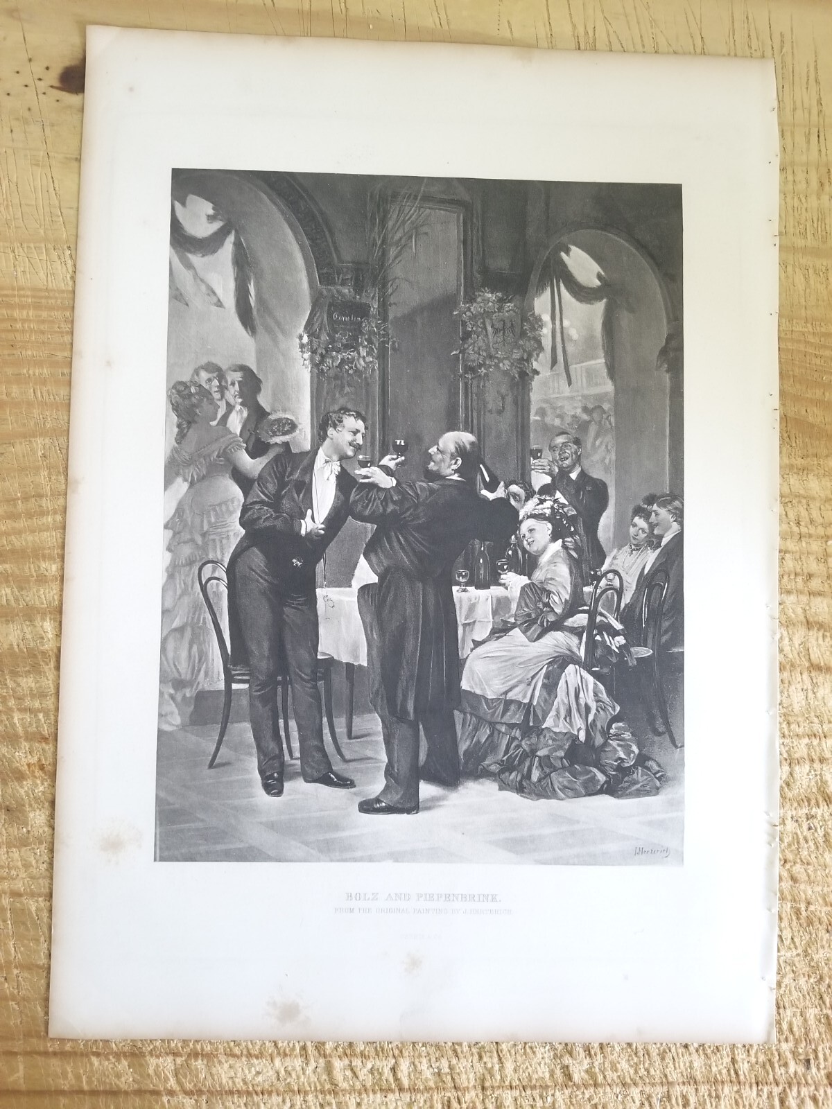 BOLZ AND PIEPENBRINK BY HERTERICH.VTG 1800'S 15.7" x 11.2" ENGRAVING