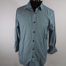 Express Shirt Mens Medium 15-15.5 Fitted Casual Button Up Striped Long Sleeve